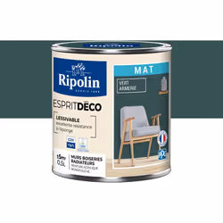 Peinture intérieure couleur Vert Armerie aspect Mat Ultra-Couvrante pour Murs, Boiseries et Radiateurs - Ripolin La peinture ...