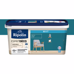Peinture intérieure couleur Bleu pop aspect Mat Ultra-Couvrante pour Murs, Boiseries et Radiateurs - Ripolin La peinture inté ...