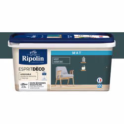 Peinture intérieure couleur Vert Armerie aspect Mat Ultra-Couvrante pour Murs, Boiseries et Radiateurs - Ripolin La peinture  ...