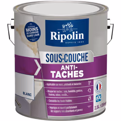 Description générale La Sous-couche anti-tâches RIPOLIN Blanc est idéale pour les murs, plafonds et boiseries. Elle bloque ef ...