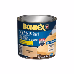 2 en 1 : protège et embellit le bois. Direct bois bruts ou déjà vernis. Haute résistance aux chocs, taches et rayures, boucli ...