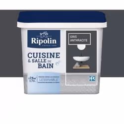 Peinture Cuisine & Salle de Bain RIPOLIN Gris anthracite est spécialement conçu pour vos pièces humides : cuisine, salle de b ...