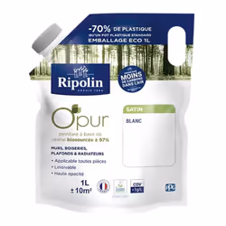 La Peinture Murs, Boiseries, Radiateurs RIPOLIN OPur Blanc Satin est une peinture intérieure certifiée Ecolabel de haute qual ...