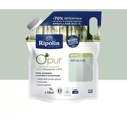 Ripolin - Poche de peinture Murs, Boiseries, Radiateurs OPur Satin Vert palatino 1 l