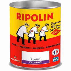 La Peinture acrylique RIPOLIN Collector Blanc velours est une peinture murs & plafonds blanche monocouche qui va sublimer vot ...