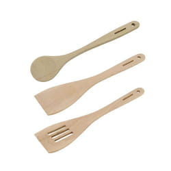 Lot de 3 ustensiles de cuisine en bois dont 2 spatules et une cuillère Fackelmann Nature - TU