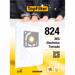 Lot de 4 sacs aspirateur pour Electrolux et Tornado TopFilter Premium