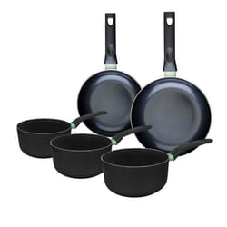 Ensemble de 2 poêles de 20 et 24 cm et 3 casseroles 16, 18 et 20 cm Fackelmann Brandao - TU