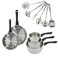 Batterie de cuisine - Tous feux dont induction - FACKELMANN - Geneva - Inox - 2 poêles 20 et 24 3 casseroles et 6 ustensiles