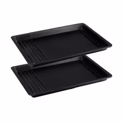 Lot de 2 plaques à pizza rectangulaires perforées extensibles 37 à 52 x 33 cm Zenker Black Metallic