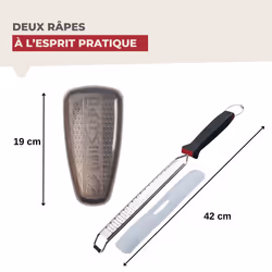 Duo Râpe à zeste longue à gros grain avec couvercle de protection 42 cm et Râpe à parmesan et sa boîte de rangement 19 cm FM Professional Gourmet - Vue supplémentaire 2