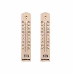 Lot de 2 Thermomètres intérieur et extérieur en bois Fackelmann Tecno