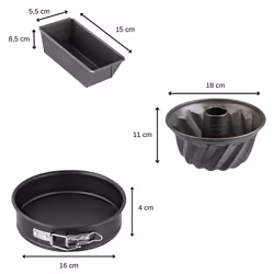 Set de 3 mini moules à cake 15 cm, charnière 16 cm et kouglof 18 cm Zenker Spécial Mini - Vue supplémentaire 2