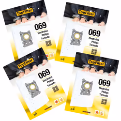 Lot de 4 packs de 4 sacs aspirateur 64069 Electrolux Philips et Tornado TopFilter Premium