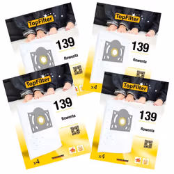 Lot de 4 packs de 4 sacs aspirateur 64139 pour Rowenta TopFilter Premium