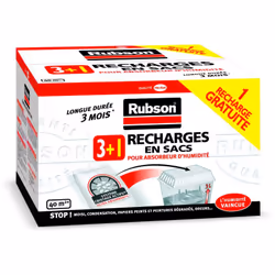Description générale Ce lot de 4 recharges pour absorbeur d'humidité est conçu pour traiter des espaces d'environ 40 m². Grâc ...