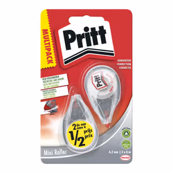 Pritt Correction Mini Roller 2 paquet, Transparent, 6 m, 4,2 mm, 98 mm, 19 mm, 165 mm