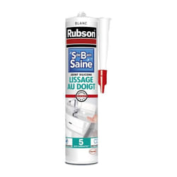 Mastic sanitaires Rubson 1469154 - Salle de bain saine - Lissage au doigt - Blanc - 280ml