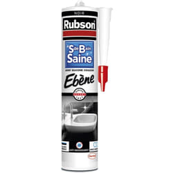 Mastic Salle de bain Saine Couleur 'Ebène' Noir, Joint silicone multi-matériaux renforcé en antifongiques, mastic sanitaire coloré, souple & étanche,