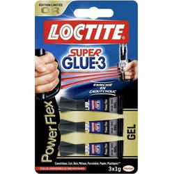 LOCTITE Colles Cyanoacrylates SUPERGLUE-3 Power Gel Mini Dose Tube 1g Lot de 3