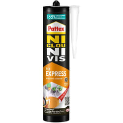 Pattex - Ni Clou Ni Vis Fix Express, colle de fixation express, séchage en 20 min, colle forte résistante à l'humidité, mastic blanc, cartouche de