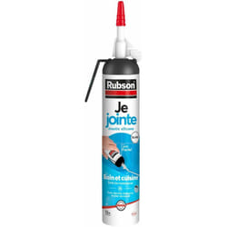 Je Jointe Mastic Blanc 200 ml, mastic étanche anti-moisissure en aérosol prêt à l'emploi, mastic silicone durable pour joints sanitaires spécial Bain