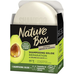 Shampooing Solide - NATURE BOX - Cheveux abîmés et cassants Réparation Avocat - 85 g