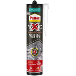 Pattex - flextec Colle-Mastic tout en 1, Colle de fixation à base de polymère, convient en Intérieur et Extérieur - gris - cartouche 389g