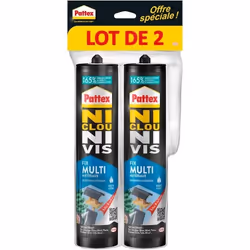 Pattex Ni Clou Ni Vis Fix Multi Matériaux Intérieur Extérieur Lot de 2 - 450g