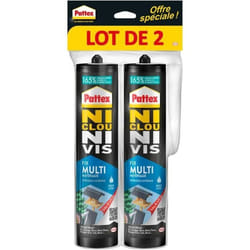 Pattex Ni Clou Ni Vis Fix Multi Matériaux Intérieur Extérieur Lot de 2 - 450g