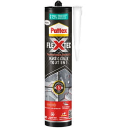 Pattex - flextec Colle-Mastic tout en 1, Colle de fixation à base de polymère, convient en Intérieur et Extérieur - blanc - cartouche 389g