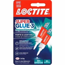 Colle de reparation loctite superglue-3 gel repositionable tube 3g x2