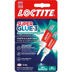Colle de reparation loctite superglue-3 gel repositionable tube 3g x2