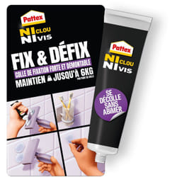 Pattex - Colle de fixation forte et démontable Fix & Défix, Translucide, 44g Ni Clou Ni Vis