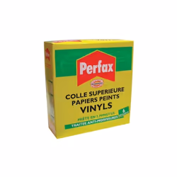 Colle supérieure papiers peints vinyls. Prête en 3 min. Traitée anti-moisissures. Paquet de 200g : 6 rouleaux. CARACTERISTIQU ...