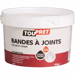 Enduit bande à joint - TOUPRET - 4 Kg - Prêt à peindre en 24h - Ponçage facile - Pour 20 m²