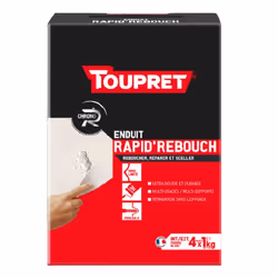 Toupret Rapid'Rebouch, Sous-couche, Poudre, Blanc, Ciment, Plâtre, Plâtre, pierre, 4 kg, 1,3 h