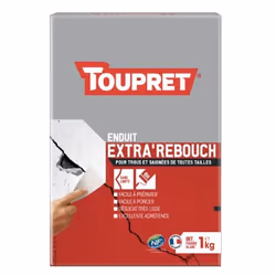 Toupret Enduit Extra'Rebouch Poudre, Sous-couche, Poudre, Blanc, Ciment, Plâtre, Plâtre, 1 kg, Mur/plafond