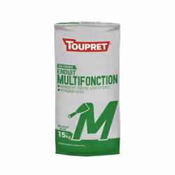 Toupret Enduit Multifonction M Poudre, Sous-couche, Poudre, Blanc, Brique, Ciment, Plâtre, Plâtre, pierre, 15 kg, 15 m²
