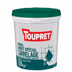 Toupret Enduit Spécial Carrelage, Prêt à l'emploi, Pâte (prête à l'emploi), Blanc, 1,5 kg, 3 m², 3 mm