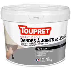 Pour coller les bandes à joints et lisser les plaques de plâtre. Prêt à l'emploi. Excellent pouvoir couvrant. Ponçage facile. ...