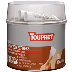 L'enduit repar bois express de 500 g de la marque TOUPRET est un mastic polyester réparation et rebouchage bois, répare trous ...
