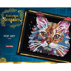 Kit loisir créatif - LANSAY - Collection Sequins - Pop art chat - Dès 14 ans