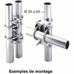 Fixation universelle - ERARD - 800998 ERRA - Pour 2 tubes Ø25 à 50 - Couleur Bleu