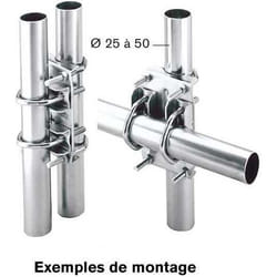 Fixation universelle - ERARD - 800998 ERRA - Pour 2 tubes Ø25 à 50 - Couleur Bleu