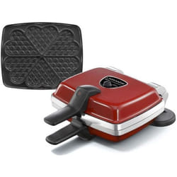 LAGRANGE Gaufrier Super 2 Antiadhesif - 1000W - 1 jeux de plaques : Gaufres coeur - Rouge