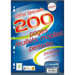 Copies simples - Grands carreaux - Perforées - A4 - Paquet de 200 - Clairefontaine