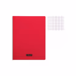 Cahier A4 - Calligraphe - 48 pages - Couverture plastique rouge - Grands carreaux - Léger pour enfants