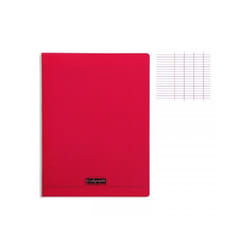 Cahier A4 - Calligraphe - 48 pages - Couverture plastique rouge - Grands carreaux - Léger pour enfants