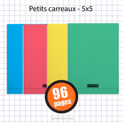 Carnet Polypro 90X140 96P Petits Carreaux 5X5 Assortiment Clairefontaine